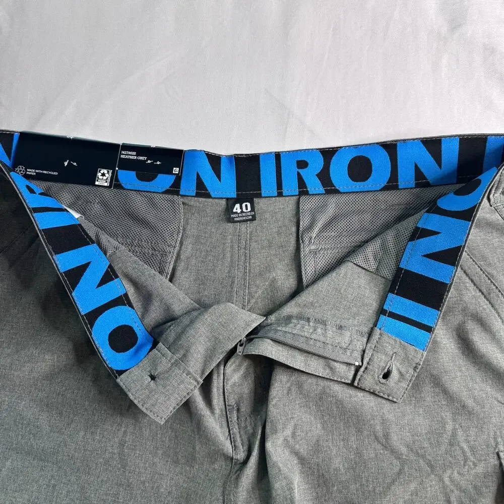 NWT Iron Co Men’s Hybrid Cargo Shorts Sz 40 Heather Gray Stretch Performance 11”